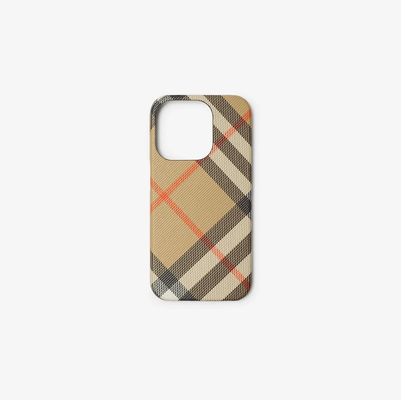 Check iPhone 15 Pro Case in Sand - Men | Burberry® Official