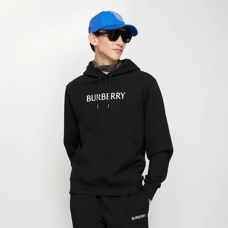 Logo Cotton Hoodie in Black - Men | Burberry® Official