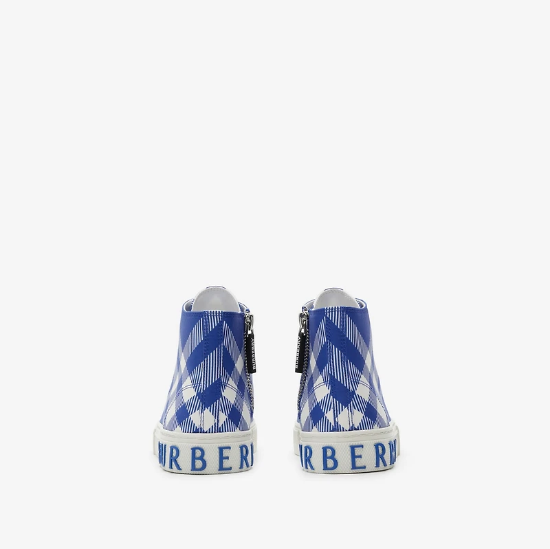 Check Gabardine High-top Sneakers in Knight - Children | Burberry® Official