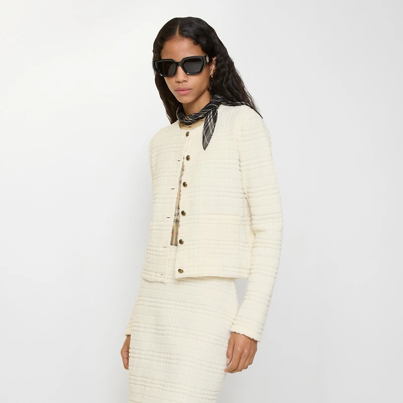 Wool Blend Jacket in Ecru white - Women | Burberry® Official