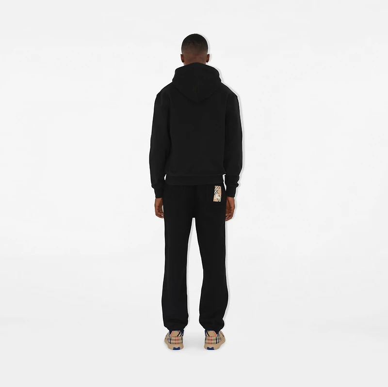 Check Label Cotton Zip Hoodie in Black - Men | Burberry® Official