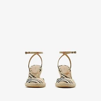 Check Mews Espadrille Pumps​ in Sand - Women, Linen | Burberry® Official