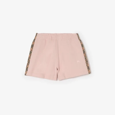Check Trim Cotton Shorts in Bouquet pink - Women | Burberry® Official