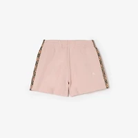 Check Trim Cotton Shorts in Bouquet pink - Women | Burberry® Official