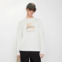 Long-sleeve Knight Ombré Cotton T-shirt in Chalk white - Men | Burberry® Official