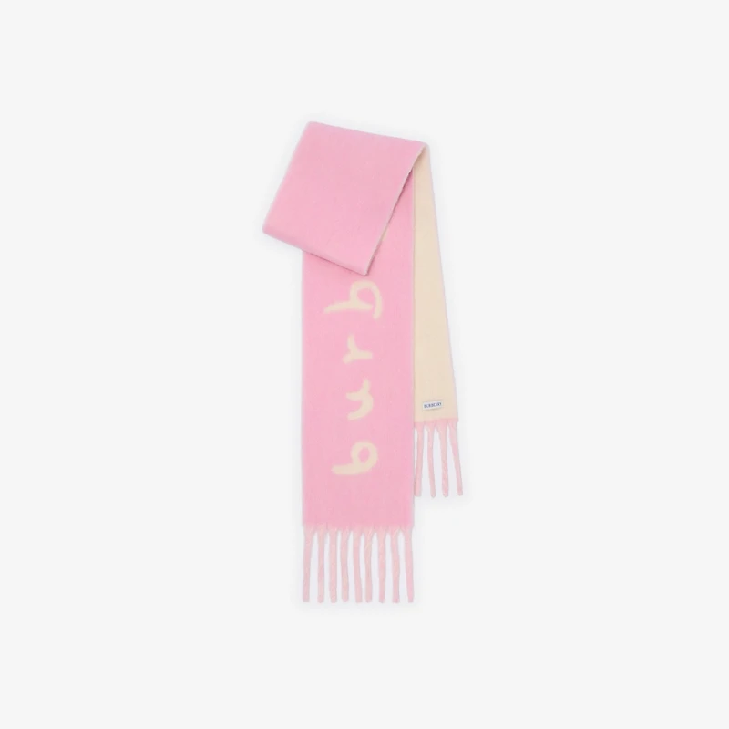 Reversible Logo Alpaca Wool Blend Scarf in Sugar pink | Burberry® Official