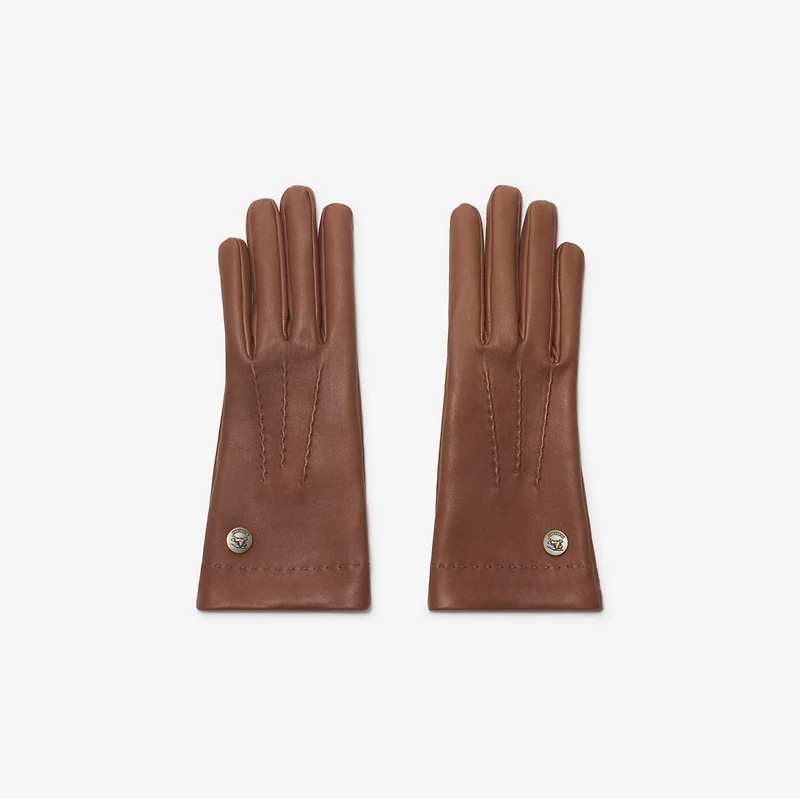 Leather Gloves in Deep earth brown - Women | Burberry® Official