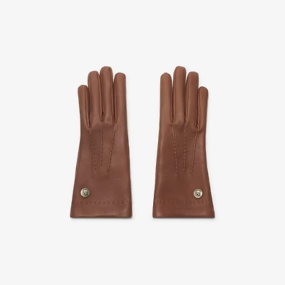 Leather Gloves in Deep earth brown - Women | Burberry® Official