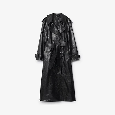 Long Embossed Leather Trench Coat in Silhouette black - Women | Burberry® Official