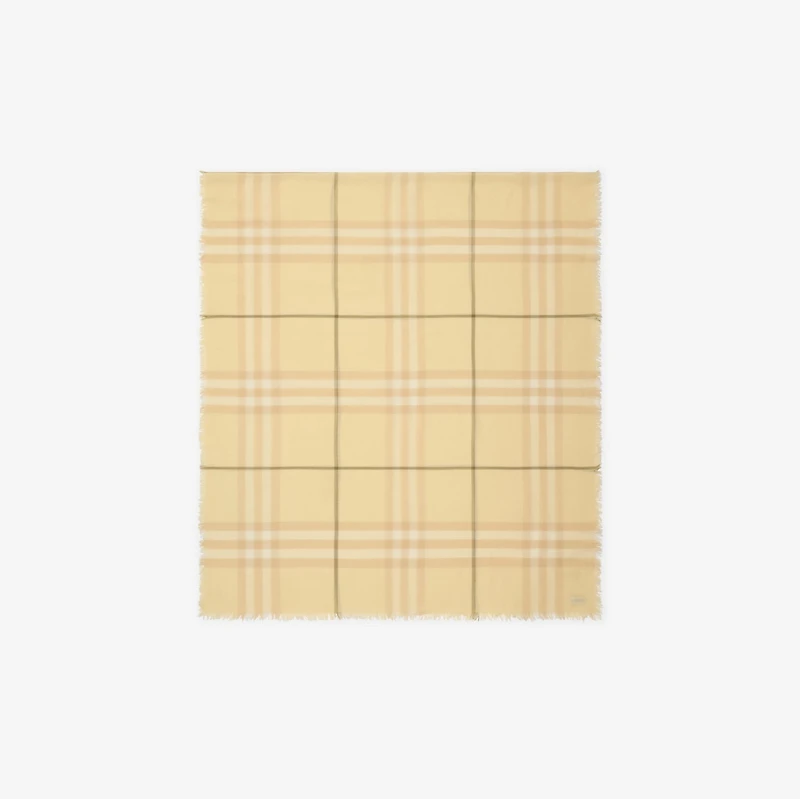 Wide Check Wool Scarf in Buff | Burberry® Official