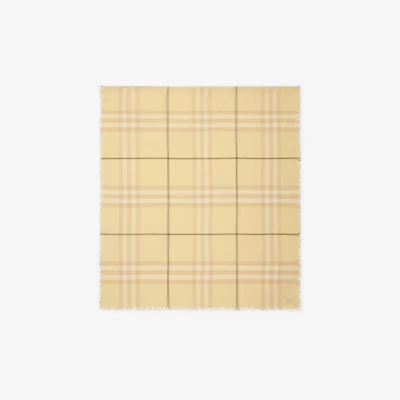 Wide Check Wool Scarf in Buff | Burberry® Official