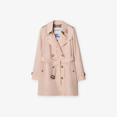 Short Tropical Gabardine Kensington Trench Coat in Pale sugar pink - Women, Cotton Gabardine | Burberry® Official