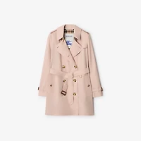Short Tropical Gabardine Kensington Trench Coat in Pale sugar pink - Women, Cotton Gabardine | Burberry® Official