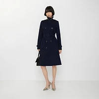 Long Kensington Heritage Trench Coat in Coal blue - Women, Cotton Gabardine | Burberry® Official