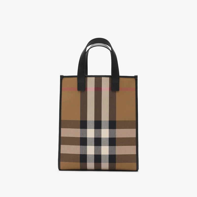 Check Tote in Taupe brown