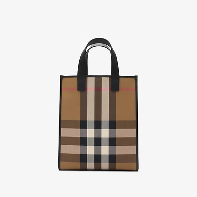 Check Tote in Taupe brown