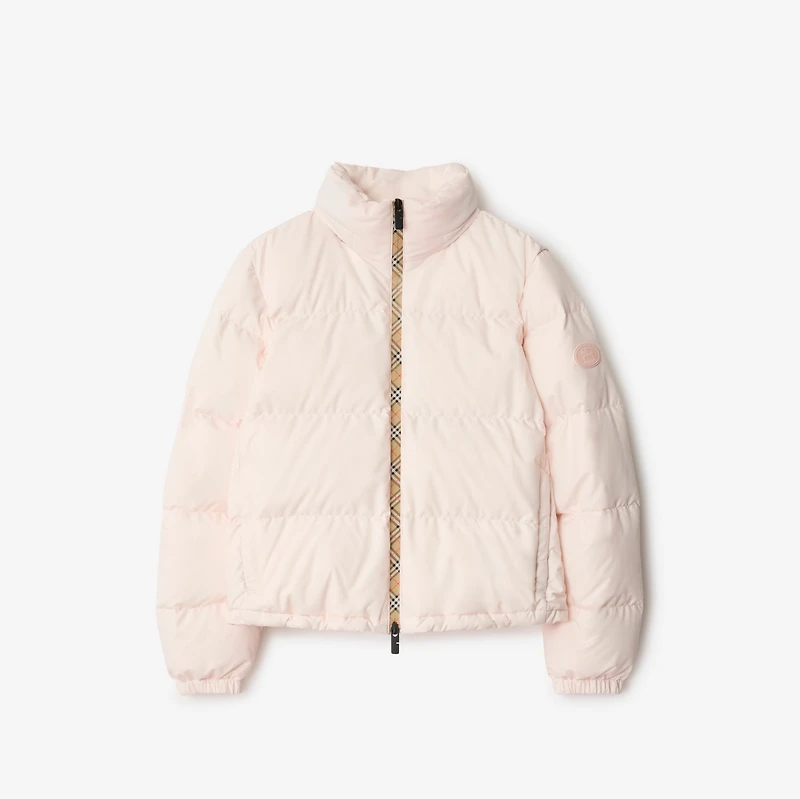 Check Trim Ambleside Puffer Jacket in Flora pink - Women | Burberry® Official