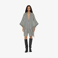Check Wool Reversible Cape in Grey | Burberry® Official