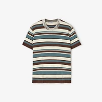 Striped Wool Blend T-shirt in Blue - Men | Burberry® Official
