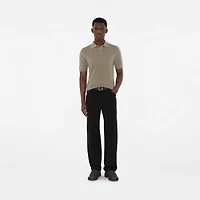 B Crest Wool Polo Shirt in Quill - Men | Burberry® Official