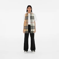 Contrast Check Cashmere Scarf in Archive beige/natural white | Burberry® Official