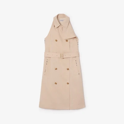Cotton Blend Trench Dress in Pale stone - Women | Burberry® Official