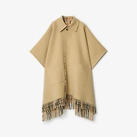 Reversible Check Wool Cape in Sand beige | Burberry® Official