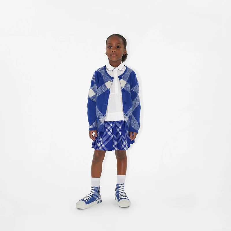 Pleated Check Cotton Skirt in Knight | Burberry® Official