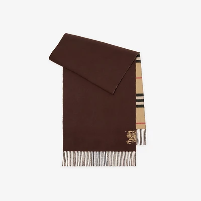 Wide Reversible Check Cashmere Scarf in Sand | Burberry® Official