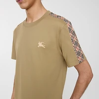 Check Trim Cotton T-shirt in Sparrow beige - Men | Burberry® Official