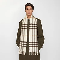 Check Cashmere Scarf in Pebble | Burberry® Official