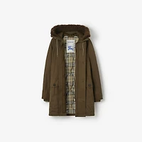 Shearling Trim Gabardine Parka in Juniper green - Men | Burberry® Official