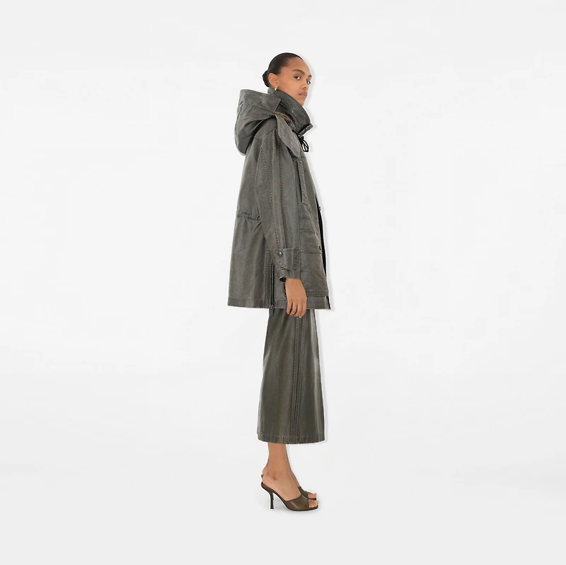Bleached Cotton Parka in Oil - Women | Burberry® Official