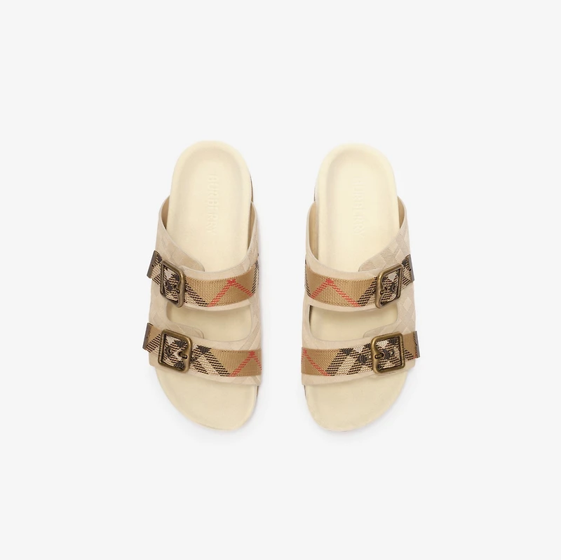 Check Suede Urchin Sandals in Bake beige - Women | Burberry® Official