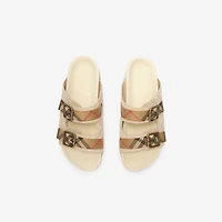 Check Suede Urchin Sandals in Bake beige - Women | Burberry® Official