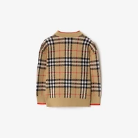 Check Wool Cardigan in Sand beige | Burberry® Official