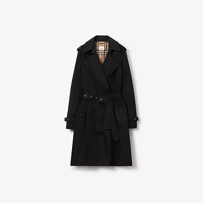 Mid-length Lightweight Kensington Trench Coat in Black - Women, Nylon | Burberry® Official