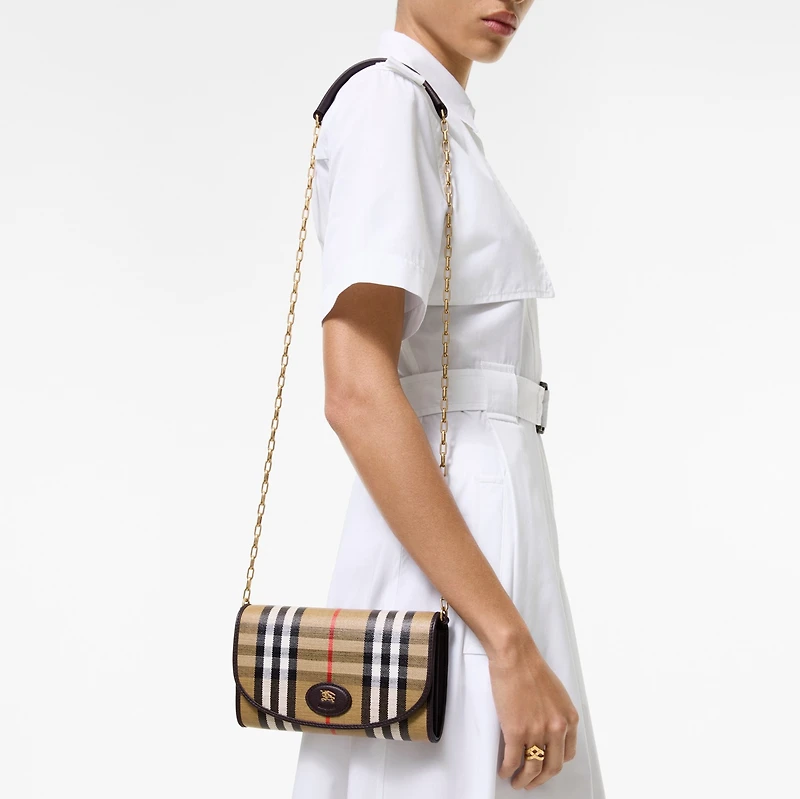 Highlands Chain Strap Wallet​ in Sand beige - Women | Burberry® Official