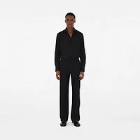Slim Fit Stretch Cotton Shirt in Black