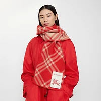 Check Wool Scarf in Crayon red | Burberry® Official