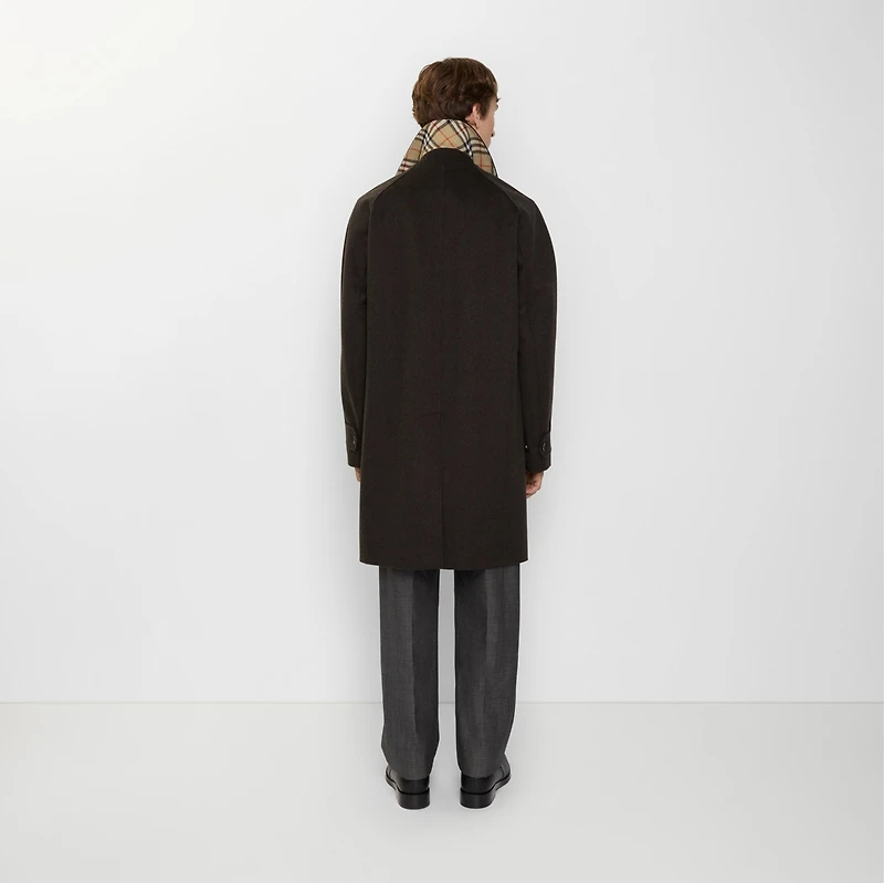 Mid-length Cashmere Car Coat in Cog brown melange - Men | Burberry® Official
