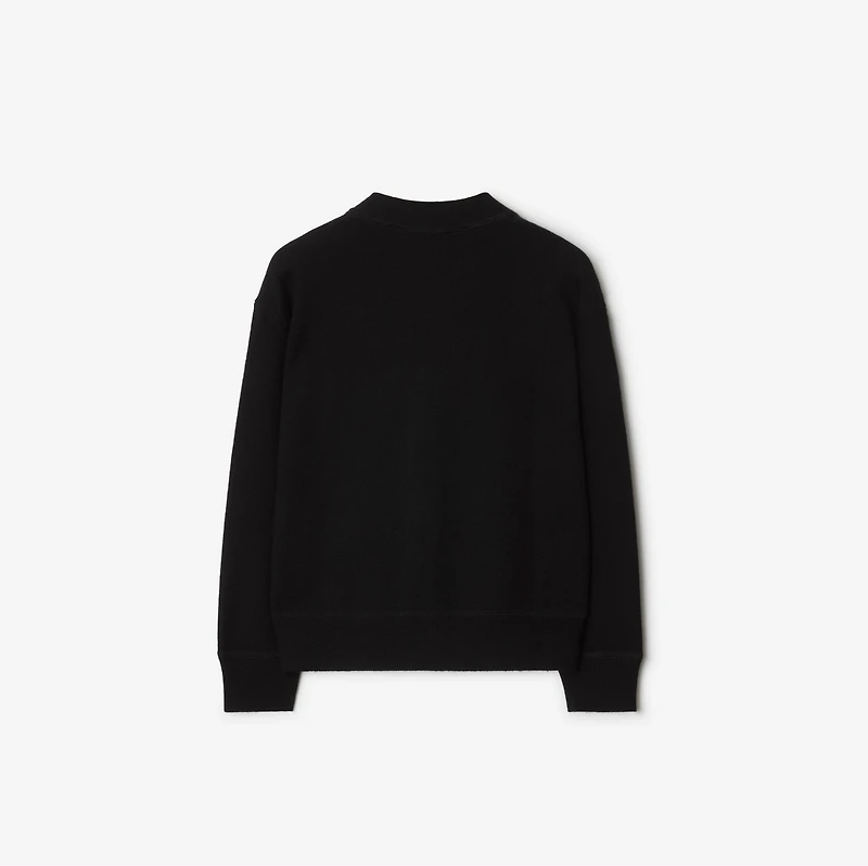Check Label Wool Cardigan in Black | Burberry® Official
