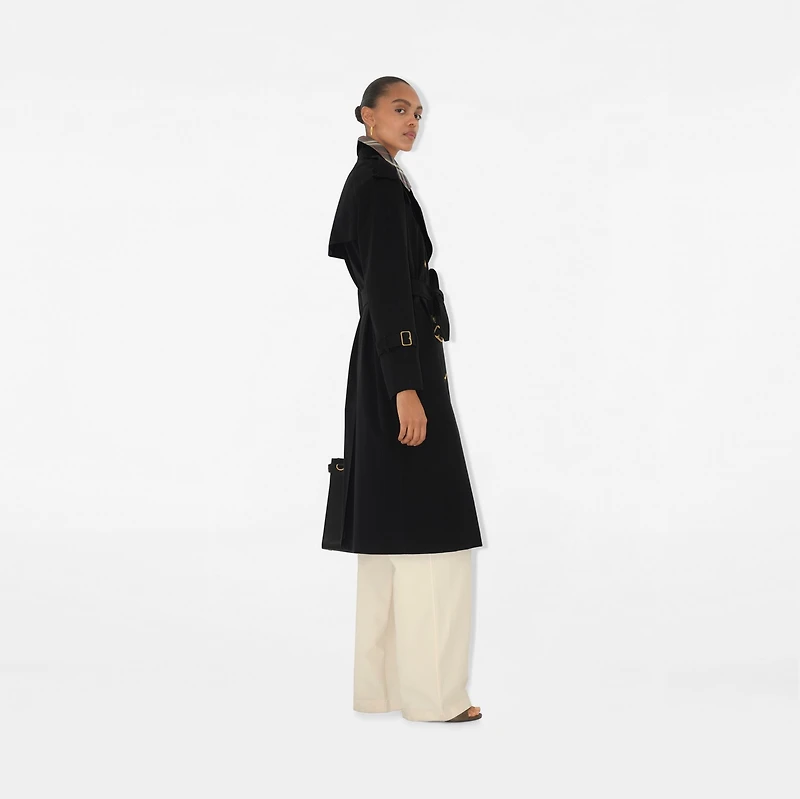Long Check Collar Castleford Trench Coat in Black - Women, Cotton | Burberry® Official