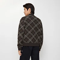 Check Wool Cashmere Bomber Jacket in Truffle brown - Men | Burberry® Official