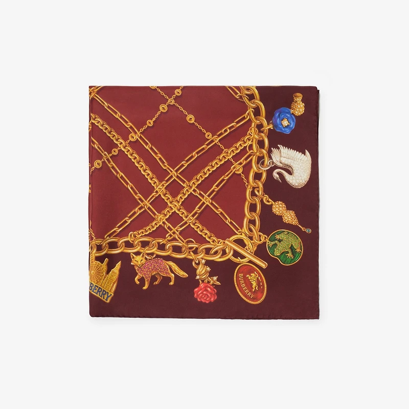Check Charm Silk Scarf in Auburn brown | Burberry® Official