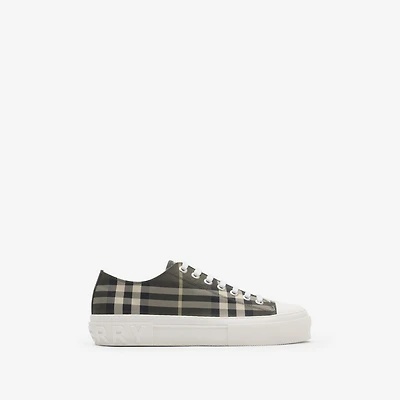 Check Nylon Blend Sneakers in Thicket brown - Men | Burberry® Official