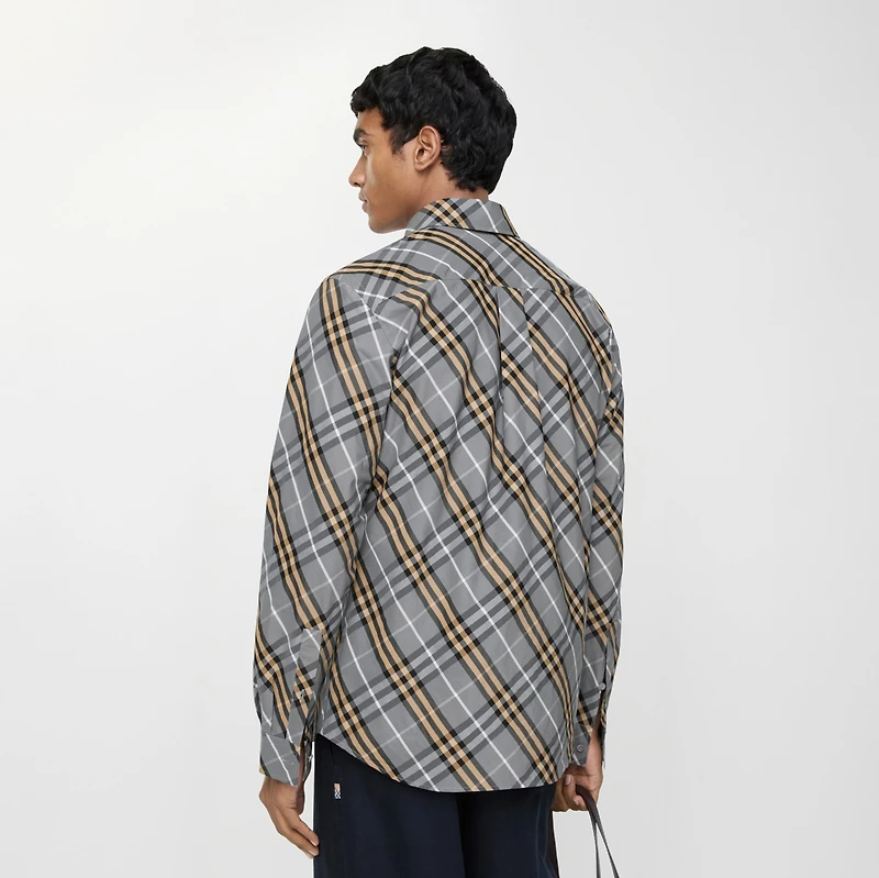 Regular Fit Check Cotton Shirt in Wave blue - Men | Burberry® Official