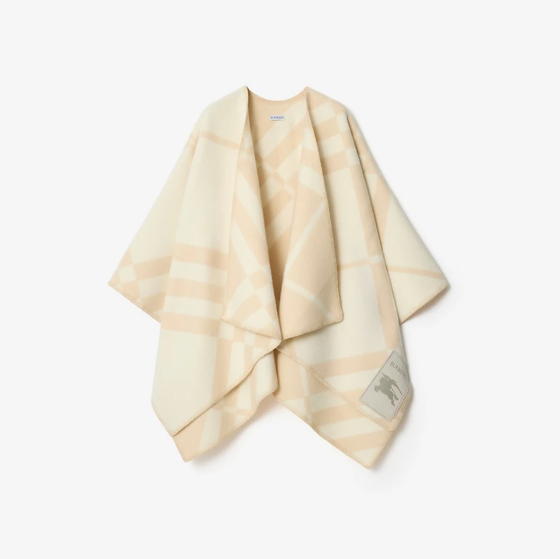 Check Wool Cashmere Cape in Calico beige | Burberry® Official