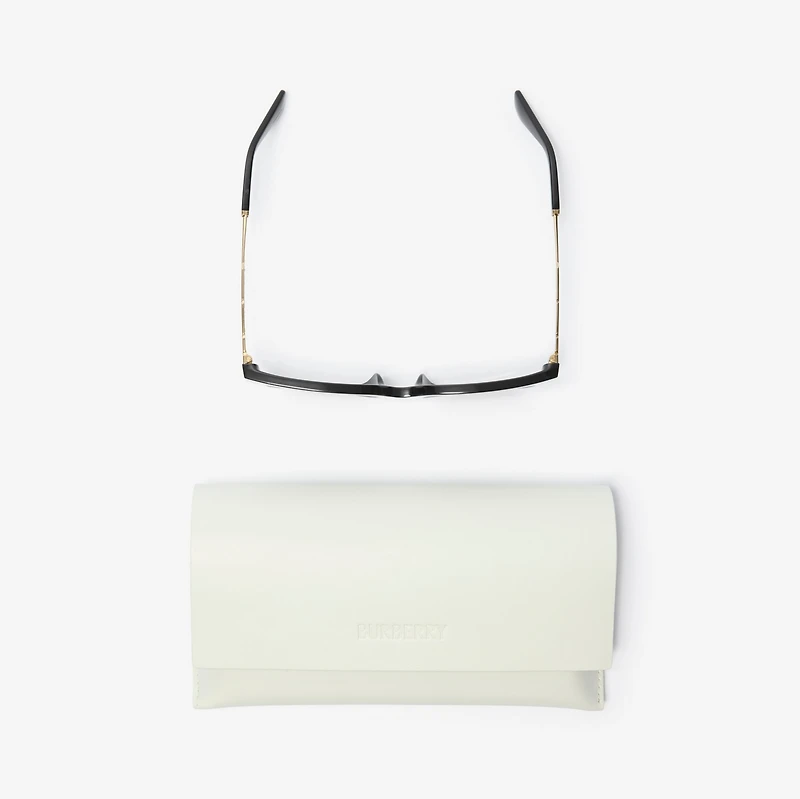 Check Engraved Square Sunglasses​ in Black - Women | Burberry® Official
