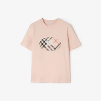Check Knight Stamp Cotton T-shirt in Compact pink - Women | Burberry® Official